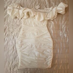 Elegant White Off the Shoulder Ruffled Dress